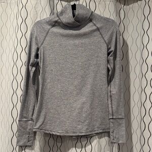 Lululemon Gray Striped Turtleneck Long Sleeve Top